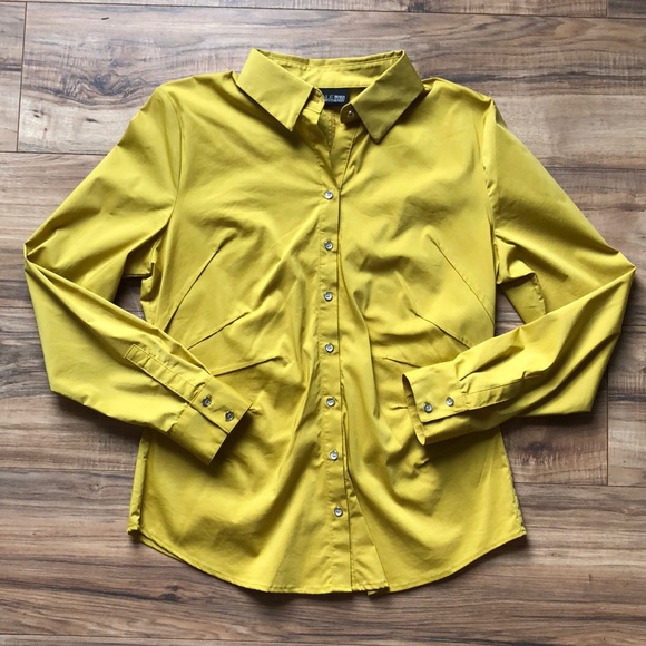 New York & Company | Tops | Ny Co Mustard Yellow Button Down Dress ...
